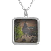 State Capital  in Boise, Idaho Silver Plated Necklace