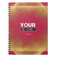 Gold Glitter Viva Magenta Fab Custom Logo & Slogan Notebook