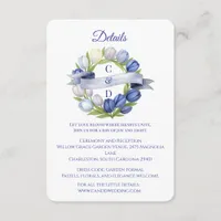 Elegant Watercolor Tulip Wreath Wedding Blue Ivory Enclosure Card