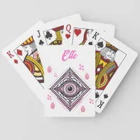 Hamsa Hand with Evil Eye and Hearts Pink on white Poker Cards