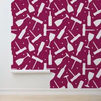 Burgundy Wine Glasses and Corkscrews Wedding Bar Wallpaper