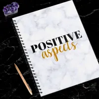 Positivity Chic White Marble Law of Attraction Notebook