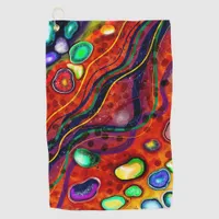 Red, Blue, Copper, Purple, Green Abstract   Golf Towel