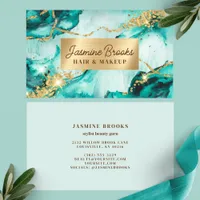 Aqua Teal And Gold Modern Glitter Business Card