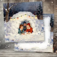 Happy Holidays | Vintage Children in Snow Fort Holiday Card