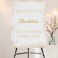 Birthday white gold glitter welcome foam board