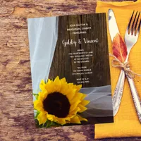 Rustic Yellow Sunflower Barn Wood Rehearsal Dinner Invitation