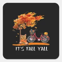 Cute Yorkshire Autumn Kawaii Yorkie It’s Fall Y’al Square Sticker