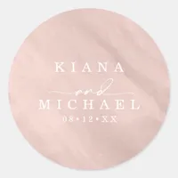 Modern Watercolor Wedding Rose Gold ID816 Classic Round Sticker
