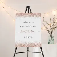 Glam Rose Gold Glitter Welcome Sweet Sixteen Party Foam Board