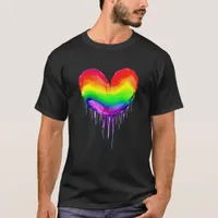 Rainbow Heart Dripping Paint T-Shirt