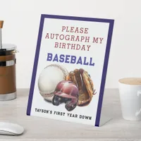 Baseball  First Year Down 1st Birthday Pedestal Sign