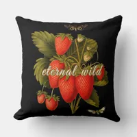 Eternal Wild Vintage Strawberries and Moths Throw Pillow