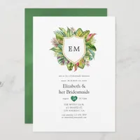 Monogram Tropical Summer Bridesmaids Luncheon Invitation