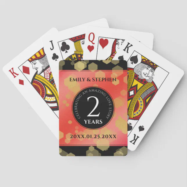 Elegant 2nd Garnet Wedding Anniversary Celebration Poker Cards