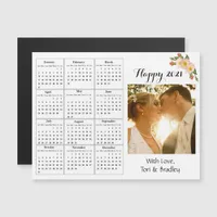 Wedding Photo Coral Flower Mini 2021 Calendar Magnetic Invitation