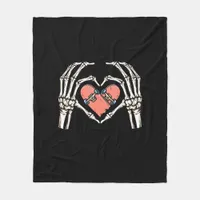 Skeleton Hand Heart Skateboard Valentines Day Funn Fleece Blanket
