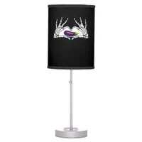 Eggplant Classic - Skeleton Hands Heart Table Lamp