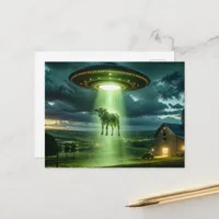 UFO and the Dairy Cow Scifi Fantasy Postcard