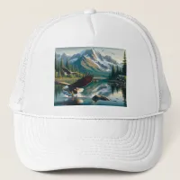 Majestic Eagle Capturing Fish at Sunrise 20x16 Trucker Hat