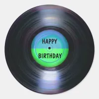 Happy Birthday Retro Vinyl Record   Classic Round Sticker