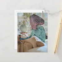 Vase on Her Head A Fun Collage Postcard