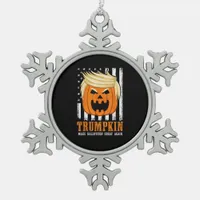 Usa Trumpkin Make Halloween Great Again Funny Snowflake Pewter Christmas Ornament