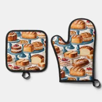 Baking Bread and Cakes Kitchen Table Cookery Oven Mitt & Pot Holder Set