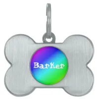 Colorful Rainbow Green Blue Purple Diagonal Blend Pet ID Tag