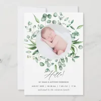 Eucalyptus Greenery Birth Announcement Photo Card