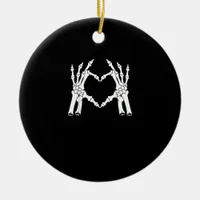Heart - Halloween Skeleton Hand Ceramic Ornament