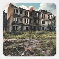Post Apocalyptic Destruction | Abandoned Buildings Square Sticker