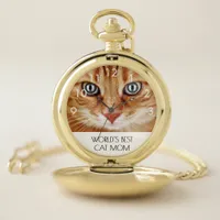 Cat pet mom mother photo pocket watch