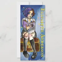 Kids Witch Teen Girl Cartoon Watercolor Bookmark