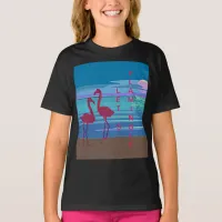 Pink Flamingo Couple at Sunset Girl's T-Shirt