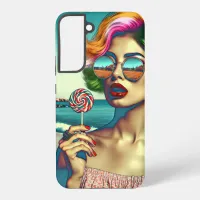 Beautiful Retro Pop Art Woman with Lollipop Samsung Galaxy S22+ Case