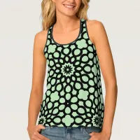 Pale Green and Black Snowflake pattern Tank Top