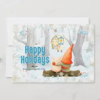 Magical Christmas Forest Tomte Gnome Piglet Snow Holiday Card