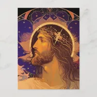 Jesus Stained Glass AI Generated Art Postcard