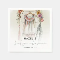 Bohemian Vintage Clothes Script Baby Shower  Napkins