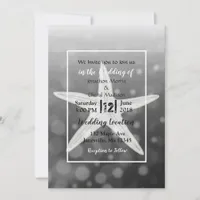 Black Bubbles Starfish Beach  Wedding Invitations