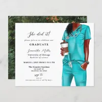 Budget Aqua Scrubs Nurse Photo Graduation Invite