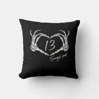 Skeleton Heart Hand Minimal Classic Design Throw Pillow