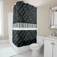 Piano Keys Water Music Keyboard Musical Instrument Shower Curtain