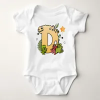 Dino Alphabet for Babies with Name Starting with D Baby Bodysuit