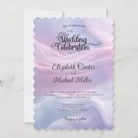 Whispers of Silk: Dreamy Pastel Waves Pink Blue  Invitation