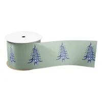 Sage Blue Pagoda Christmas Tree  Satin Ribbon