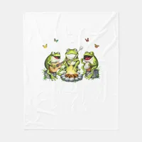 Cottagecore Aesthetic Frogs Camping Forest Goblinc Fleece Blanket