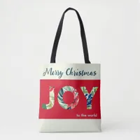 Elegant Bright Joy To The World Merry Christmas Tote Bag