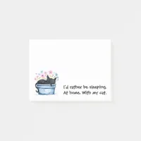 Black Cat with Flowers I'd Rather Be Sleeping Post-it Notes